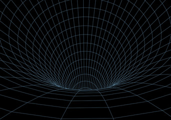 Poster - 3D tunnel. Tunnel or wormhole. Grid texture. Abstract tunnel. 3D vector illustration tunnel.