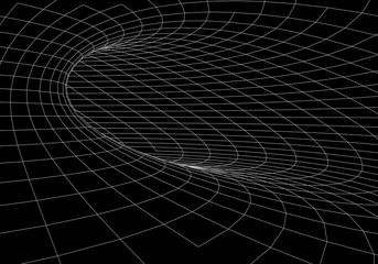 Poster - 3D tunnel. Tunnel or wormhole. Grid texture. Abstract tunnel. 3D vector illustration tunnel.