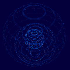 Poster - abstract blue 3d sphere made of points. futuristic technology style. sphere particles. plexus effect