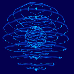 Poster - abstract blue 3d sphere made of points. futuristic technology style. sphere particles. plexus effect