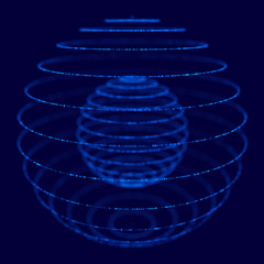 Poster - abstract blue 3d sphere made of points. futuristic technology style. sphere particles. plexus effect