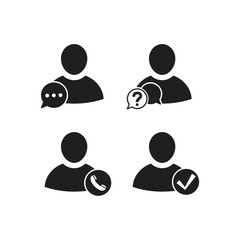 Poster - User set Icon in trendy flat style isolated on white background. people silhouette symbol for your web site design. Vector illustration