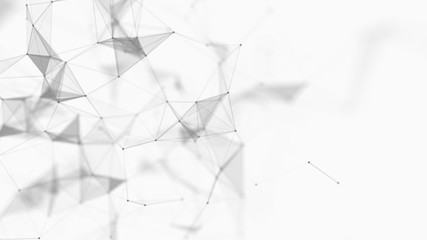 Poster - Abstract white digital background. Big data visualization. Science background. Big data complex with compounds. Lines plexus.