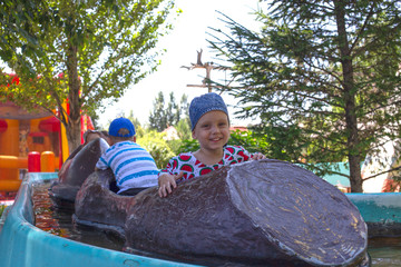 boys floating in park