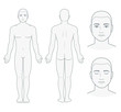 Male body and face chart