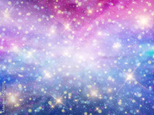 Galaxy Fantasy Background And Pastel Color The Unicorn In Pastel