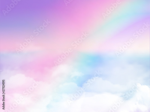 Fotomural fantasy magical landscape rainbow on sky abstract big volume texture fluffy clou