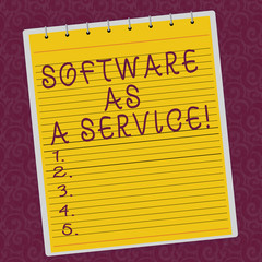 Poster - writing note showing software as a service. business photo showcasing mobile apps and technologies a