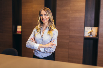 Picture of pretty receptionist at work