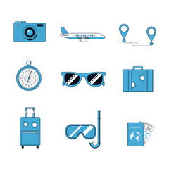 Travel icons set. Travel illustrations isolated on a white background. Vector illustration