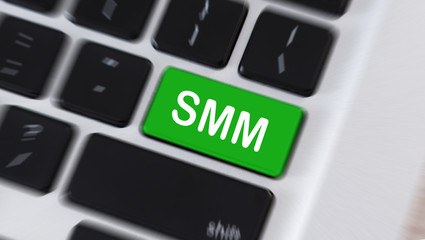 Poster - SMM word on green enter keyboard button