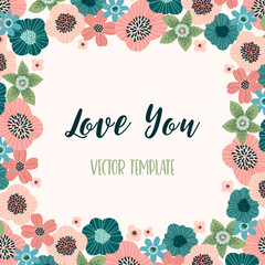 Vector floral design with cute flowers. Template for card, poster, flyer, home d cor