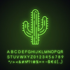 Canvas Print - Saguaro cactus neon light icon