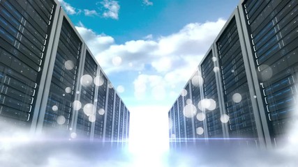 Poster - glowing bokeh lights and server towers