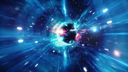 Wall Mural - 3d illustration tunnel or wormhole, tunnel that can connect one universe with another. abstract spee