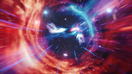 Wall Mural - travel through a wormhole through time and space filled with millions of stars and nebulae. wormhole
