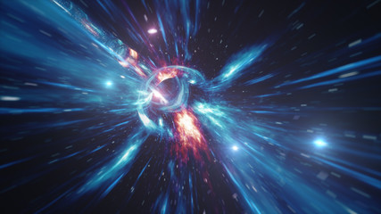 Wall Mural - travel through a wormhole through time and space filled with millions of stars and nebulae. wormhole