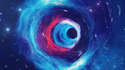 Wall Mural - 3d illustration tunnel or wormhole, tunnel that can connect one universe with another. abstract spee