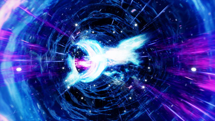 Wall Mural - 3d illustration tunnel or wormhole, tunnel that can connect one universe with another. abstract spee