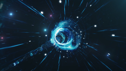 Wall Mural - travel through a wormhole through time and space filled with millions of stars and nebulae. wormhole