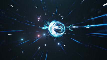 Wall Mural - 3d illustration tunnel or wormhole, tunnel that can connect one universe with another. abstract spee