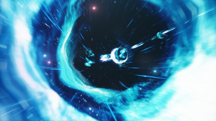 Wall Mural - 3d illustration tunnel or wormhole, tunnel that can connect one universe with another. abstract spee
