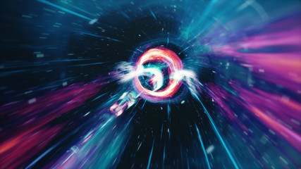 Wall Mural - travel through a wormhole through time and space filled with millions of stars and nebulae. wormhole