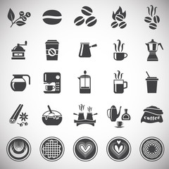 Poster - Coffe related icons set on background for graphic and web design. Simple illustration. Internet concept symbol for website button or mobile app.