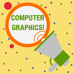 Fototapete - Conceptual hand writing showing Computer Graphics. Concept meaning visual representations of data displayed on a monitor Speaking Trumpet Round Stroked Speech Balloon Announcement