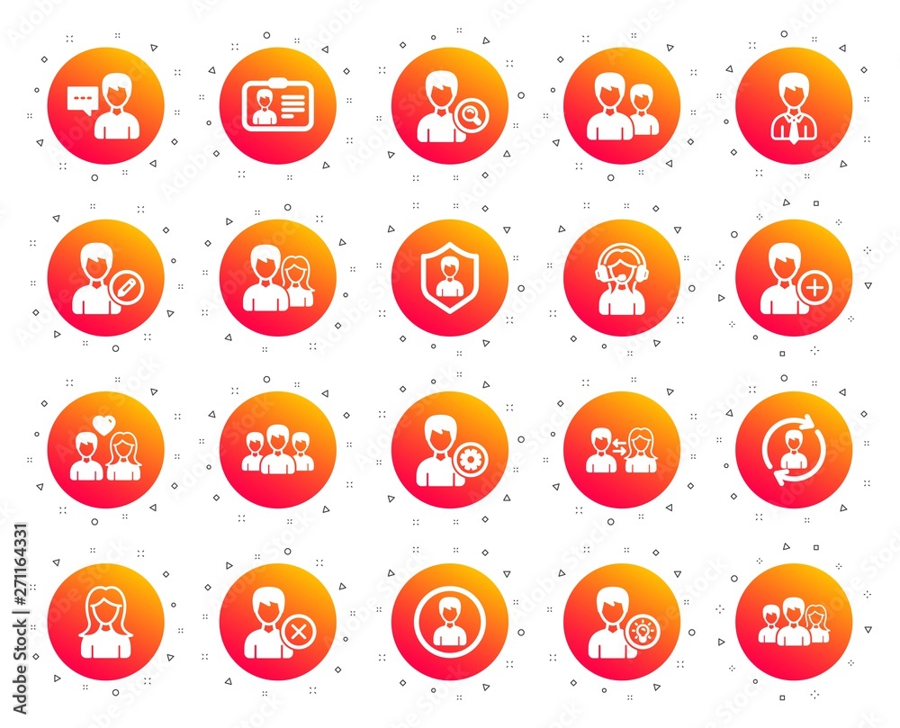User people icons male and female profile group and support icons id