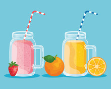 Strawberry And Orange Smoothie Juice Beverage