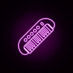 Poster - children synthesizer neon icon. Elements of toys set. Simple icon for websites, web design, mobile app, info graphics