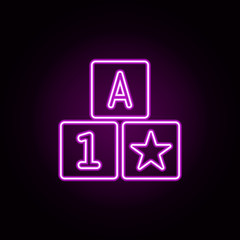 Poster - cubes for children neon icon. Elements of toys set. Simple icon for websites, web design, mobile app, info graphics