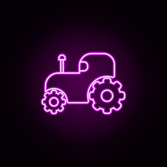 Poster - toy tractor neon icon. Elements of toys set. Simple icon for websites, web design, mobile app, info graphics