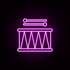 Poster - drum neon icon. Elements of toys set. Simple icon for websites, web design, mobile app, info graphics