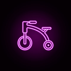 Poster - tricycle neon icon. Elements of toys set. Simple icon for websites, web design, mobile app, info graphics