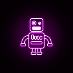 Poster - toy robot neon icon. Elements of toys set. Simple icon for websites, web design, mobile app, info graphics