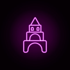 Poster - toy castle neon icon. Elements of toys set. Simple icon for websites, web design, mobile app, info graphics