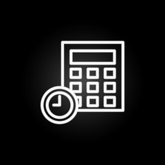 Poster - time calculator neon icon. Elements of time set. Simple icon for websites, web design, mobile app, info graphics