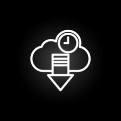 Poster - download time neon icon. Elements of time set. Simple icon for websites, web design, mobile app, info graphics