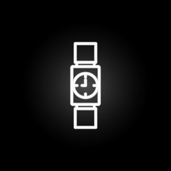 Poster - watch neon icon. Elements of time set. Simple icon for websites, web design, mobile app, info graphics