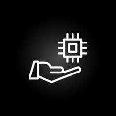 Aufkleber - computer chip, hand neon icon. Elements of technology set. Simple icon for websites, web design, mobile app, info graphics
