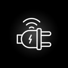 Poster - electric plug wifi, internet neon icon. Elements of technology set. Simple icon for websites, web design, mobile app, info graphics