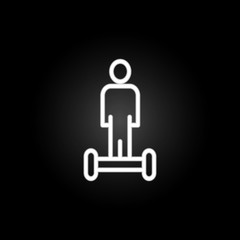 Poster - electric scooter, man neon icon. Elements of technology set. Simple icon for websites, web design, mobile app, info graphics