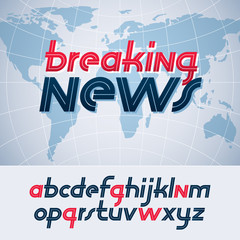 Poster - Set of vector lower case English alphabet letters isolated for use in logo design for news and broadcasting company.