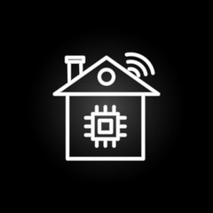 Poster - smart house, home, chip neon icon. Elements of technology set. Simple icon for websites, web design, mobile app, info graphics