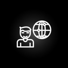 Poster - user, global, network neon icon. Elements of technology set. Simple icon for websites, web design, mobile app, info graphics