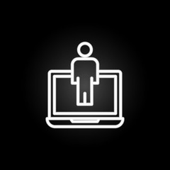 Poster - user, internet user neon icon. Elements of technology set. Simple icon for websites, web design, mobile app, info graphics