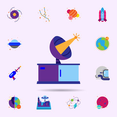 Poster - Space, satellite color icon. Universal set of Space for website design and development, app development