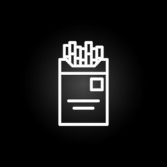 Poster - cigarettes, good wills, tobacco, box neon icon. Elements of quit smoking set. Simple icon for websites, web design, mobile app, info graphics